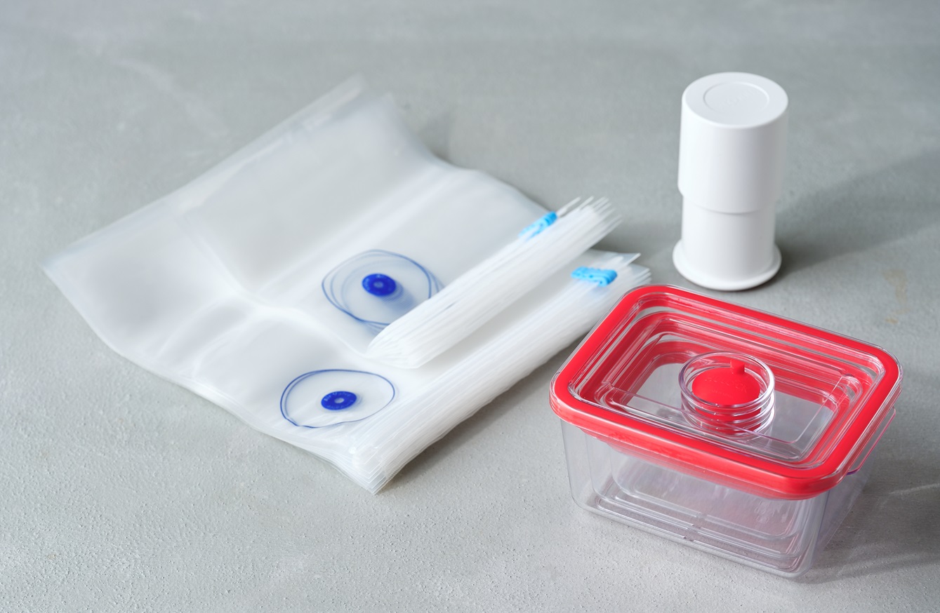 ビバライズ ヒューロック 真空保存容器３種３個＆真空保存袋２種２０枚＆真空ポンプセット